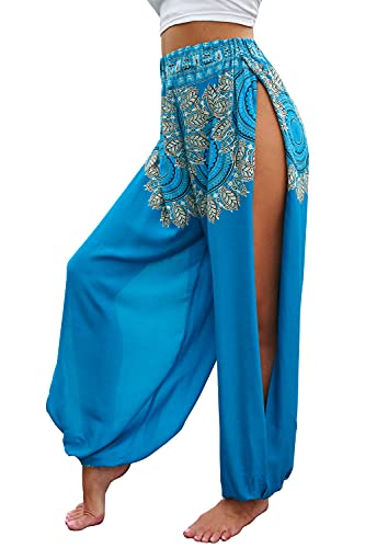 Yanekop Womens Harem Hippie Pants Boho Yoga Clothing Smocked Waist Palazzo Beach Pants(Mandala Blue,Xl) #TOP27