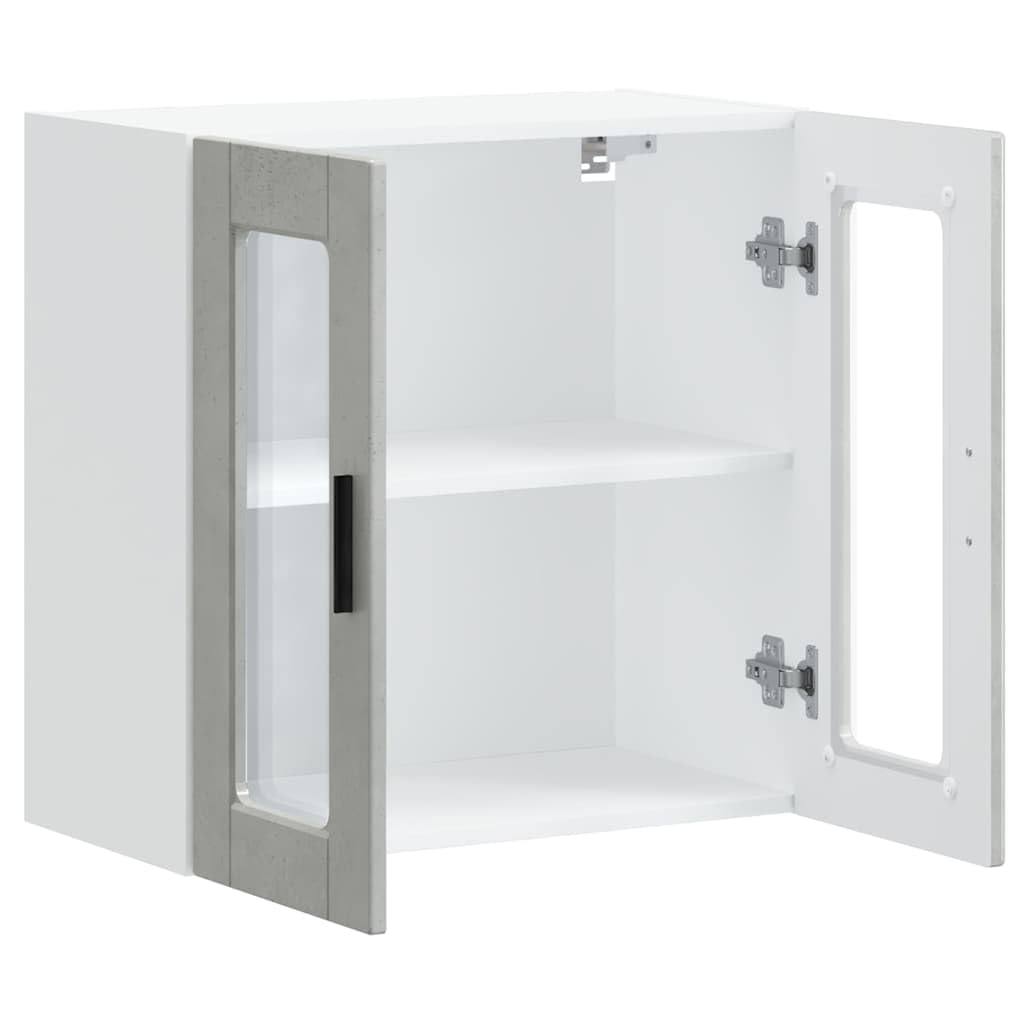 Pensile da Cucina Grigio Cemento 60x31x60 cm con Anta in Vetro | Mobiletto sospeso salvaspazio per la cucina e zona pranzo, ideale per organizzare stoviglie e piccoli elettrodomestici.