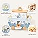 Wooden Noah's Ark Pull Along Toy with Bible Story Cloth Book - Montessori Sorting Set for Toddlers - Religious Baptism Gift for Boys & Girls -Christian Preschool Learning Toy for Kids
