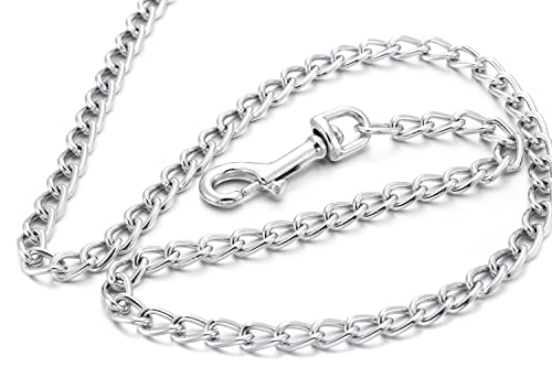 Mogoko Metal Dog Leash Heavy Duty Chew Proof Pet Leash Chain With Padded Handle For Outdoor Training Blue 4Ft #TOP6