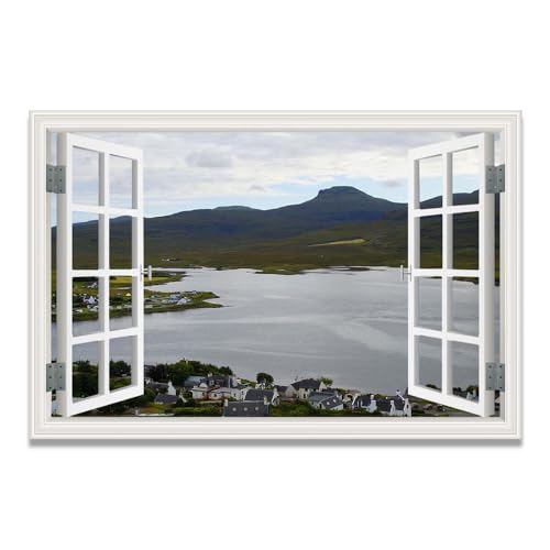 Cuadro de lienzo de naturaleza con ventana falsa para relajar tu vista en el hogar y la oficina