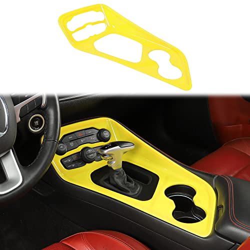 Voodonala for Challenger Gear Shift Panel Trim for 2015-2020 Dodge Challenger, ABS Yellow