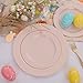 FLOWERCAT 60PCS Pink Plastic Plates - Heavy Duty Pink Plates Disposable for Easter Party&Mother's Day/Wedding - serving 30 guests Include 30PCS 10.25inch & 30PCS 7.5inch