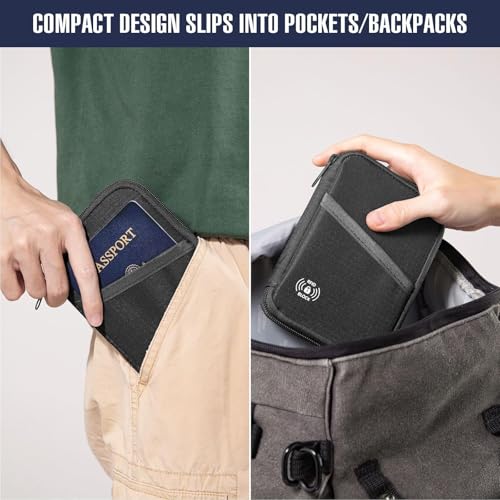 FIREDOG Passport Holder & Travel Wallet with RFID Blocking - Premium Document Organizer Case for Men and Women - Multiple Card Slots, Holds Passports, Cards, Tickets, ID, Cash Holder(Black)3