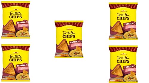 Image of Tortilla Chips Paprika 185g Pack of 5,Boldly seasoned with rich paprika for a smoky, satisfying taste in every crunchy bite.