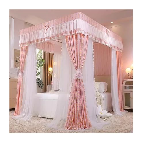 Moustiquaire à baldaquin double couche avec support stable pour grand lit de 180cm