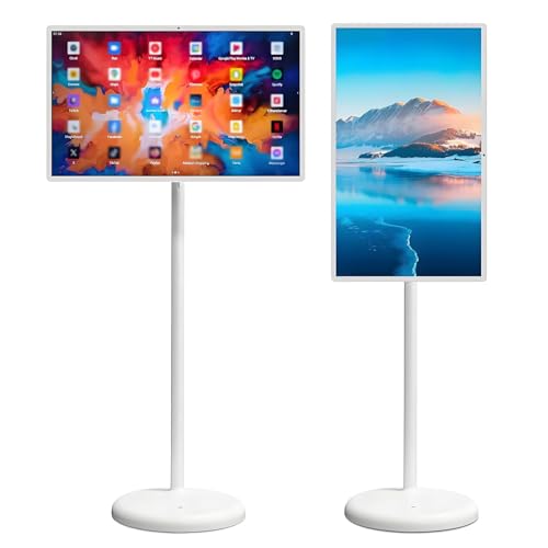 FLNOZAMZ Téléviseur Portable à écran Tactile 21,5 Pouces / 32 Pouces, Smart TV Mobile, téléviseur extérieur Rotatif avec caméra 5MP, Support de télévision...