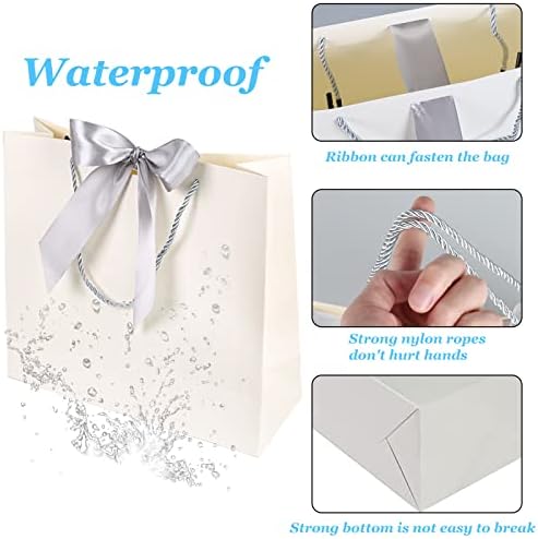 KINDPMA 8pcs White Gift Bags Black Gift Bags Luxury Gift Bags Elegant Gift Bags with Ribbon Gift Bags Medium Gift Bags for Presents Mother's Day Wedding Birthday Celebration32x25x11cm
