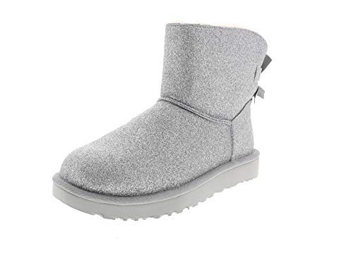 Ugg Australia Mujer Mini Bailey Bow Sparkle Synthetic Silver Botas 39 EU