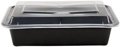 05144 Rectangle Black Microwaveable Container with Lid, Kari Out 8" x 6", 38 oz. (Pack of 150)