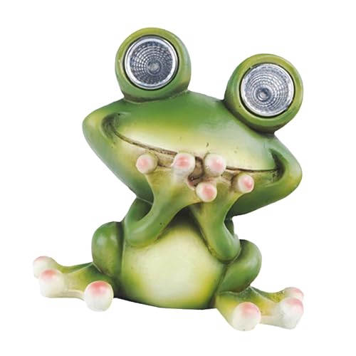Lampe solaire d'extérieur en résine forme grenouille veilleuse décorative de jardin