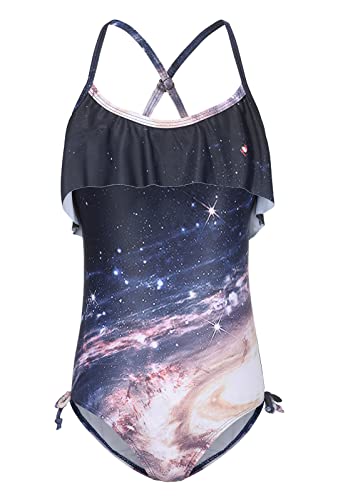 Image of Girls One Piece Swimsuits One Shoulder Ruffle Swimwear Floral Bathing Suit