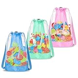 Bolsa para juguetes de playa, 3 PCS Bolsa Malla Juguetes Playa, Bolsa Juguetes Plegable, Bolsa de playa de malla con cordón, Para vacaciones familiares, viajes a la playa, juguetes (A)