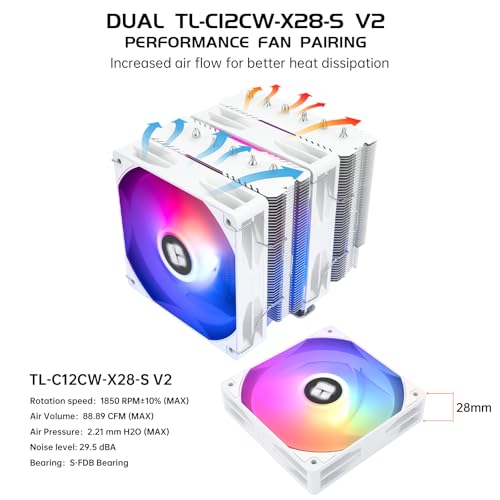 Thermalright Peerless Assassin 120 SE ARGB White V2 CPU Air Cooler - 6 Heat Pipes AGHP GEN 5.0 Technology | 1850RPM PWM 120mm Fans, for Intel 1851/1700/115X/1200, AMD AM4/AM5