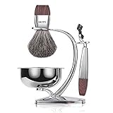 ❺ Brocha de tejón de lujo : cerdas de pelo de tejón 100% hechas a mano. Brocha de afeitar de alto rango ya que ofrece una excelente retención de agua y una suavidad incomparable, fácil de espesar, espumante brillante. Exfolia suavemente la piel y suaviza la piel.
