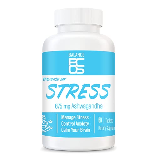 Balance My Stress Ashwagandha Supplements â Organic Ashwagandha Pills for Stress Relief, PCOS, Focus, and Memory â 675mg Organic Ashwagandha Root Powder with Black Pepperâ 60 Capsules