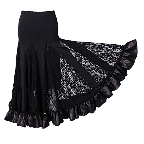 DYNWAVE New Lady Dance Dress Latin Cha Cha Modern Ballroom Tango Waltz Saias - Preto, conforme descr