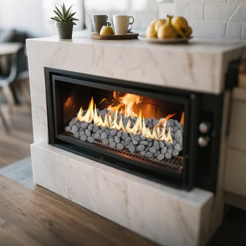 Image of Skyflame 1 /2 inch-1 inch Natural Tumbled Stones for Gas Fire Pit Fireplaces | 15 Pounds, Grey Lava Rock Pebbles, Indoor Outdoor Use, Garden Landscaping Decoration, Cultivation of Potted Plants
