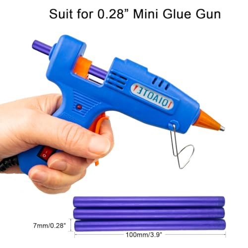 Zifospy Mini pistolet do klejenia, patyczki woskowe, 7 mm, odpowiednie do pieczęci woskowych, kartek z życzeniami, listów, butelek wina i rękodzieła, opakowanie 30 szt., fioletowe