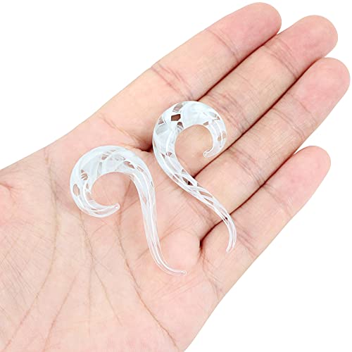 Longbeauty 2Pcs Glass Ear Tapers Plugs Handmade Hanger Ear Gauges Spiral Snail Ear Stretchers Piercing Jewelry 6G #TOP27