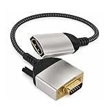 HDMI auf VGA Adapter 20CM Buchse auf Stecker Nylon geflochtene 1080p Einwegübertragung HDMI (PC) zu VGA (Monitor) unterstützt kein Audio für Laptop,PC,TV Stick,HDTV,DVD Player,Monitor,Projektor