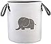Panier de rangement rond pliable en coton pour chambre de bébé, jouets, linge, vêtements de bébé, paniers cadeaux (éléphant) (gris)