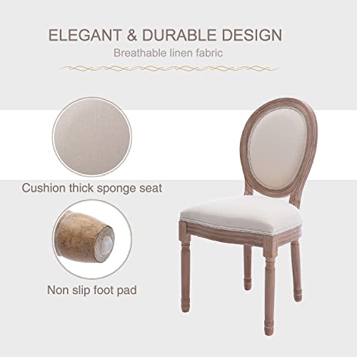 Image of Virabit French Country Dining Chairs Set of 4, Vintage Louis Chairs with Curved Backrest and Beautifully Carved Solid Wood Frame Farmhouse Dining Chairs for Living Room, Kitchen, Restaurant