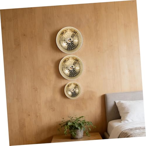 Bolas espejadas doradas FOMIYES, 3 piezas, semiesféricas de vidrio para colgar en pared, decoración para hogar y fiestas disco miniatura 5
