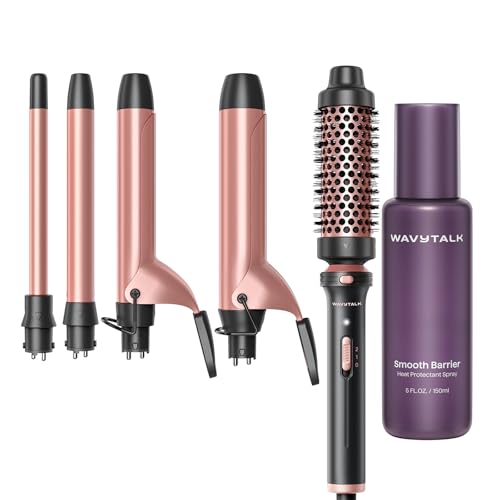 Wavytalk Multi Curl 5 in 1 Curling Wand Set and Heat protectant Spray for Hair 5 Fl Oz