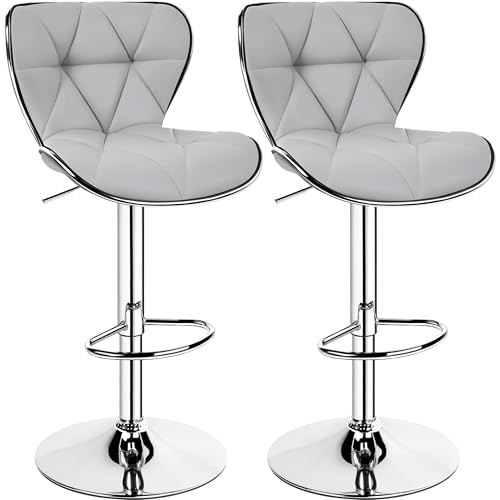 Yaheetech Adjustable PU Leather Bar Stools Set of 2