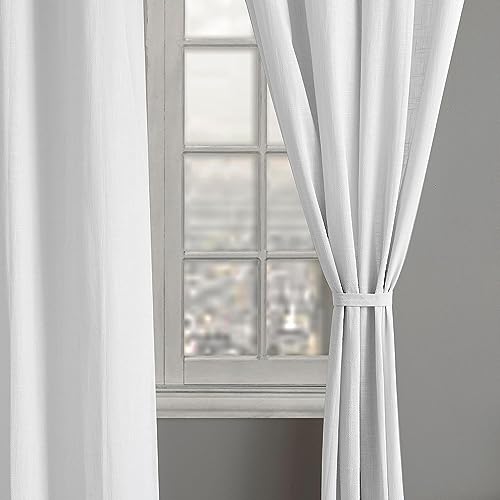 Image of LINENWALAS Cotton Curtains Set of 2, Canvas Long Door Curtains for Home Decor, Hangs Elegantly with Back Loops (4.5Ft X 9 Ft, White) - Solid, Sheer, Back Tab