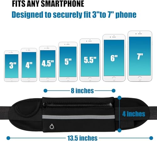 Image of Running Belt with Water Bottle Pocket, Waist Bag with Adjustable Straps for Men and Women, Fits 6.5 inches Smartphones, Running Hiking Climbing Waist Pack