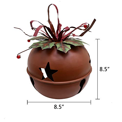 Rustic Metal Jingle Bell Decoration Cut Out Star Decorative Jingle Bells Christmas Tree Ornament Xmas Holiday Decor Rustic Red (XL)