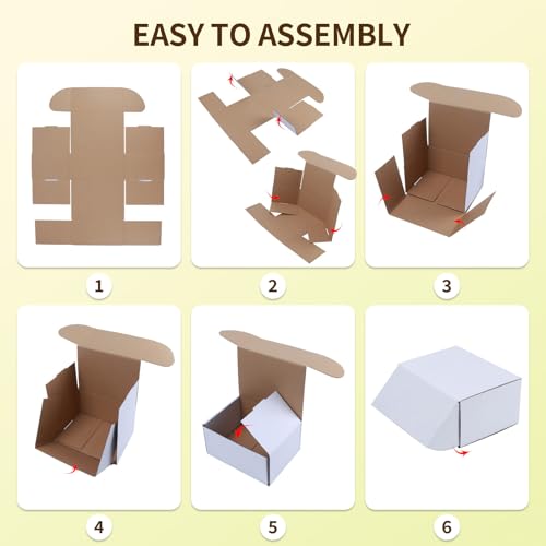 Image of WIFTREY 100 Pcs 4X4X1 inches Small Shipping Boxes, White Corrugated Cardboard Box for Packaging Small Business, Moving, Literature Mailer
