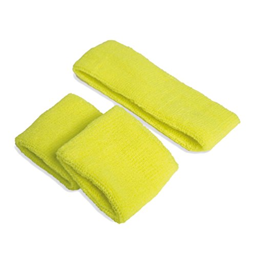 Krause & Sohn Neon Gelb Einheitsgröße Stirnband und Pulswärmer für Erwachsene, unisex, Multisport, junge Erwachsene, Sportler, Outdoor-Enthusiasten