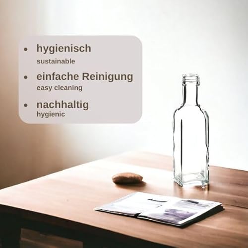Miniatura 4 de Gouveo 24 Unidades Botellas De Vidrio 100 Ml 0,1 L Botella Maraska Cuadrada Transparente Con Cierre De Rosca Pp24 Tapa Metálica Dorada Mfet100g