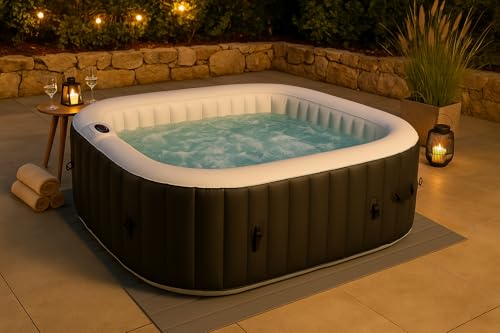 Uniprodo - Vasca idromassaggio gonfiabile ad aria compressa, 900 l, 6 persone, 130 ugelli, rettangolare, 6 persone