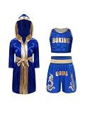 Yeahdor Mädchen Mma Anzug Kickbox Set Kampfsport Kleidung Laufshorts Thai Blau 134-140