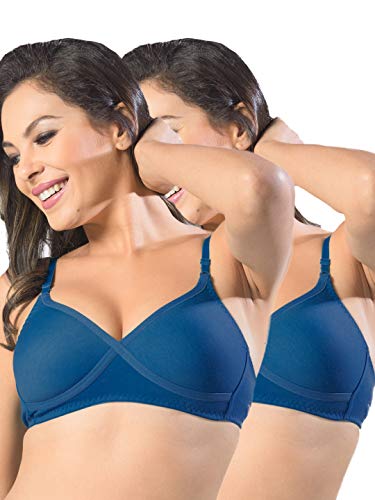 Image of SONARI Womens Non Padded Regular Cotton Bra | Wire-Free, Medium Coverage, Sewn-in Bump for Natural Lift, Polycotton Blend Fabric, Hook & Eye Closure, Adjustable Straps - Violet