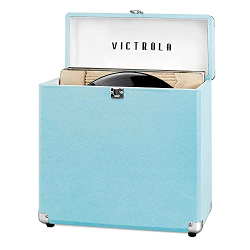 Image of Victrola Collector - Vinyl Record Storage Case, Holds 30+ LPs - Turquoise | Vinyl record storage case, holds 30+ LPs (33 /45 /78), corner guards, heavy-duty hinges, dust and scratch protection