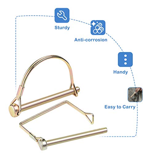 Czc Auto Shaft Locking Pin 10 Pieces Trailer Coupler Pin, Dia 1/4 Inch Safety Coupler Pin For Farm Lawn Garden Wagons Trailer Hitches Couplers Towing, Square And Arch, Heavy Duty #TOP3