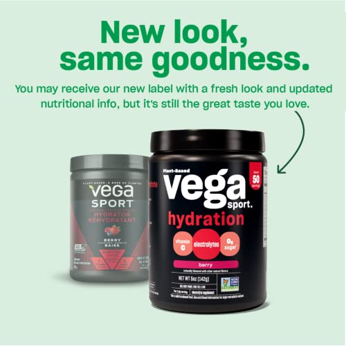 Vega Sport Hydration Electrolyte Powder, Berry - Post Workout Recovery Drink For Women And Men, Vitamin C, Vegan, Keto, Sugar Free, Dairy Free, Gluten Free, Non Gmo, 5 Oz #TOP3