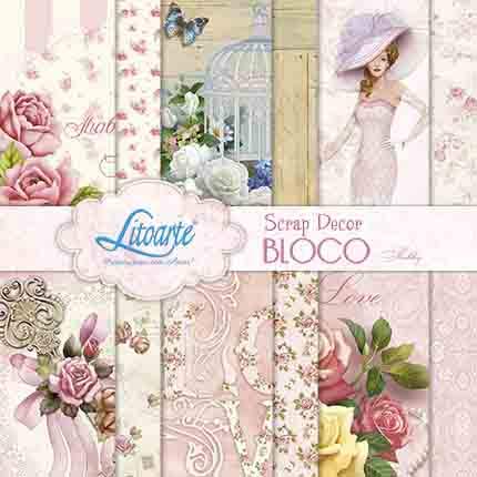 Scrap DÉCOR BLOCO - LITOARTE Shabby Roses CAGE Flower