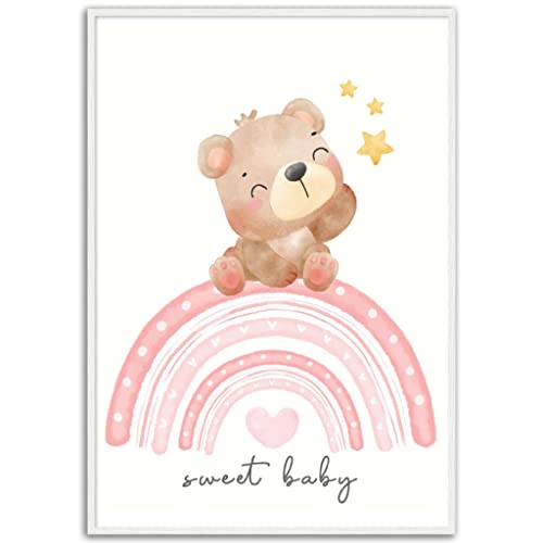 Art mural enfant Sweet Teddy Rainbow, cadeau de naissance idéal - 3