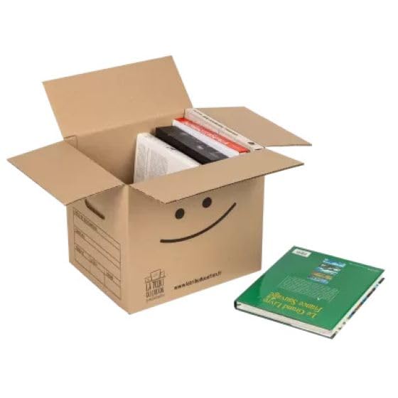 Cartons à livres avec poignées Pack 40 + 2 adhésifs