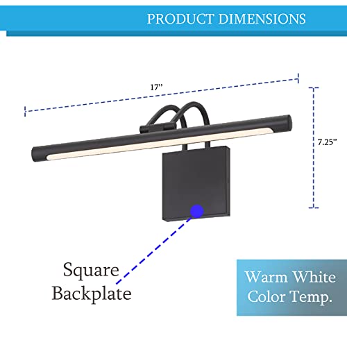Ciata Picture Light, Picture Frame Light, 17-Inch 15-Watt Hardwire Adjustable Led Picture Light In Matte Black, 3000K Warm White, Cri -90, Integrated Led Display Light For Indoor Locations #TOP5