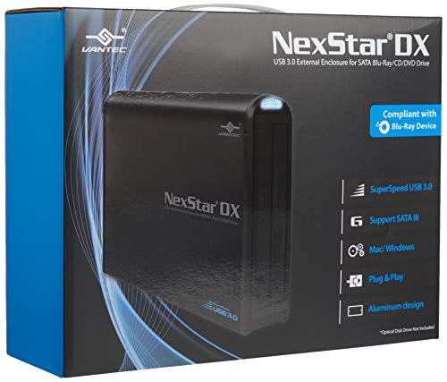 Vantec NST-536S3-BK NexStar DX USB 3.0 External Enclosure for SATA Blu-Ray/CD/DVD Drive All Black - Image 2