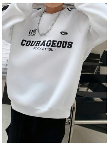 SHENHE Boy's Fleece Striped Graphic Sweatshirt Crew Neck Preppy Athletic Comfy Pullover Tops4