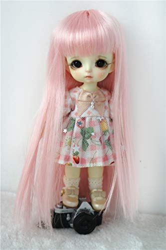 Jusuns Jd056 5-6Inch 13-15Cm Ob11 Long Straight Full Bang Synthetic Mohair Bjd Wig Lati Yellow Doll Accessories (Pink) #TOP4