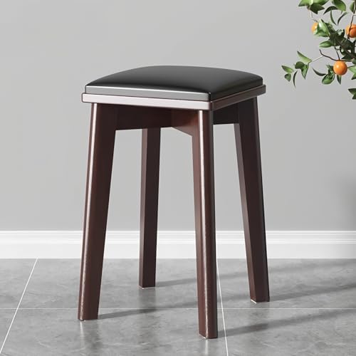 Tabouret de bar en bois noir de 45,7 cm avec assise en simili cuir